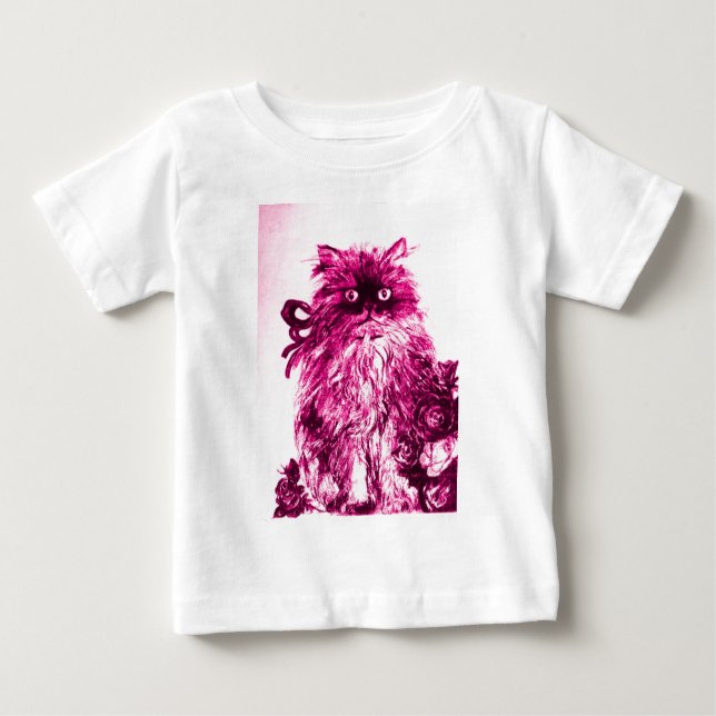 KITTEN MED RO,Rosa Fuchsia White Tee (Framsida)
