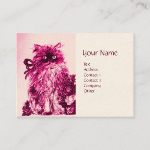 KITTEN MED RO,Rosa Fuchsia White Visitkort