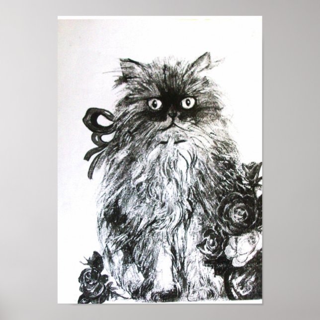 KITTEN MED RO, Svart och vitt Poster (Framsidan)