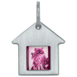 KITTEN MED RO ,Svart,Vit Rosa Röd Fuchsia Namnbricka Husdjur