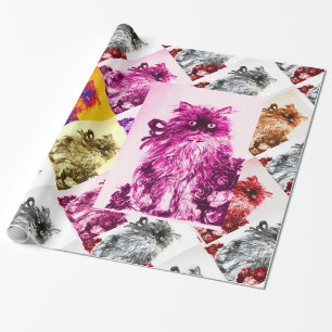 KITTEN MED RÖD ROS,Rosa,Fuchsia Presentpapper