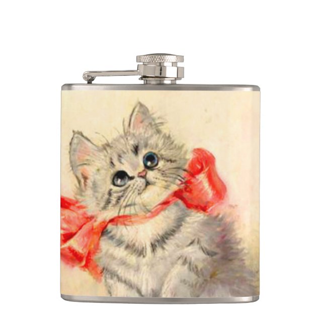 Kitten med rött band fickplunta (Framsidan)