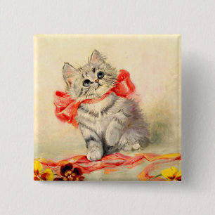 Kitten med rött band knapp