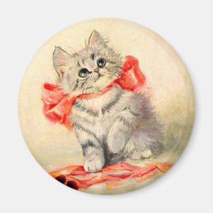 Kitten med rött band magnet
