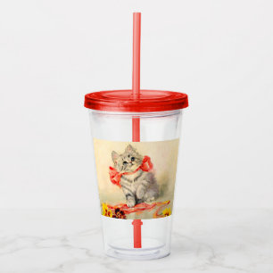 Kitten med rött band take away mugg