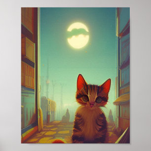 Kitten med stor skugga i öga fullt poster
