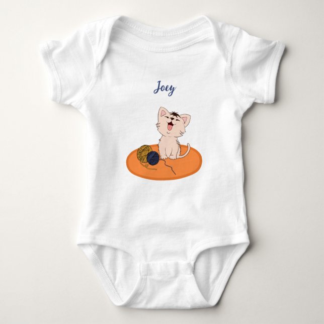 Kitten med Wool Boll T Shirt (Framsida)