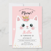 Kitten Meow Rosa Krona Girl Girl Kattunge Birthday