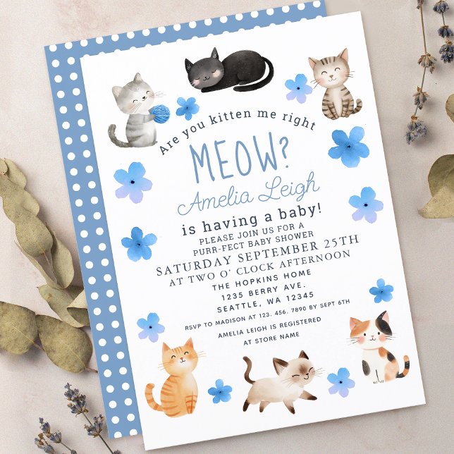 Kitten mig Höger Meow Boy Baby Inbjudningar (Skapare uppladdad)