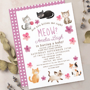 Kitten mig Höger Meow Girl Baby Inbjudningar
