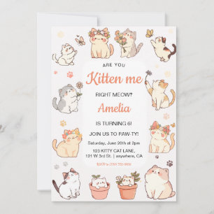 Kitten mig Kattunge Girl Birthday Inbjudningar
