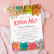 Kitten mig? Kattunge Neutralt Baby Shower