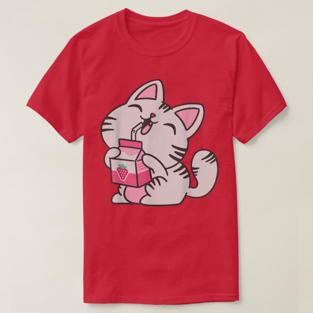 Kitten Mjölk Drink Otaku Neko Japan T-Shirt (Design framsida)