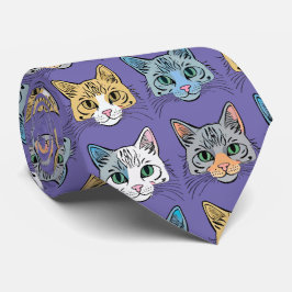 Kitten Mönster Neck Tie Slips