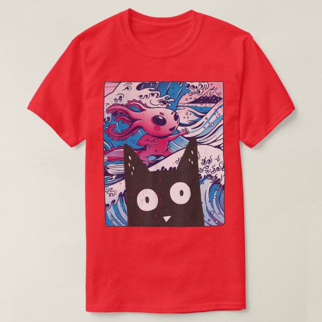 Kitten Neko Synthwave Japan 80s Manga Harajuku Ota T Shirt (Design framsida)