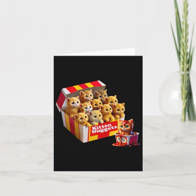 Kitten Nuggets Cat Lover Gift Food Pun Chicken Nug Kort (Framsida)