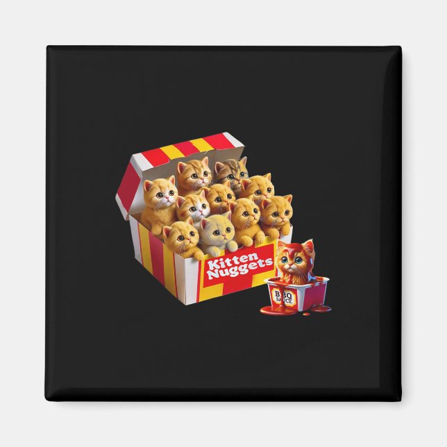 Kitten Nuggets Cat Lover Gift Food Pun Chicken Nug Magnet (Framsidan)