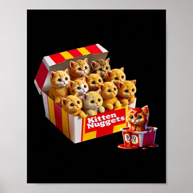 Kitten Nuggets Cat Lover Gift Food Pun Chicken Nug Poster (Framsidan)