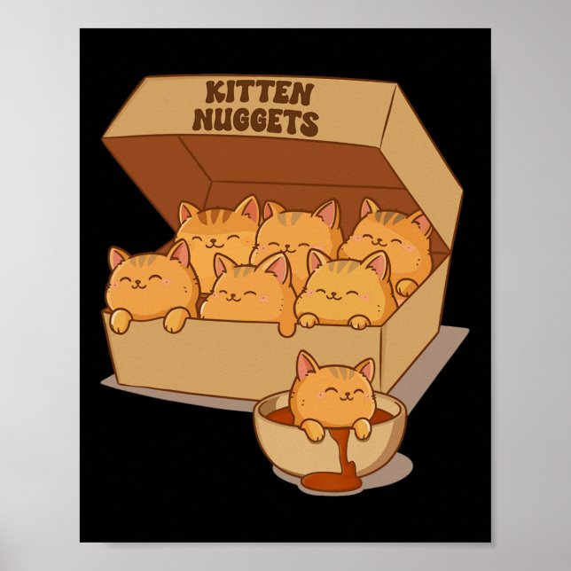Kitten Nuggets Cute Food Pun Cat Lover Chicken Nug Poster (Framsidan)