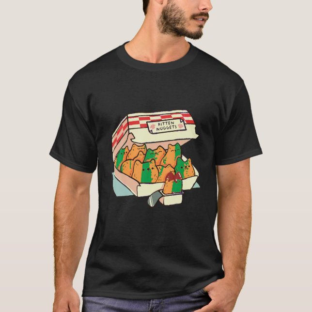 Kitten Nuggets Fast Food Cat Cute Graphic Print T Shirt (Framsida)