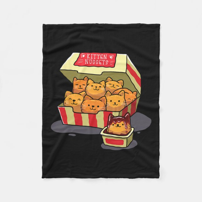 Kitten Nuggets Food Pun Cat Lover Gift Chicken Nug Fleecefilt (Framsidan)