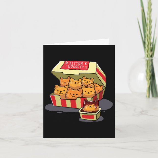 Kitten Nuggets Food Pun Cat Lover Gift Chicken Nug Kort (Framsida)