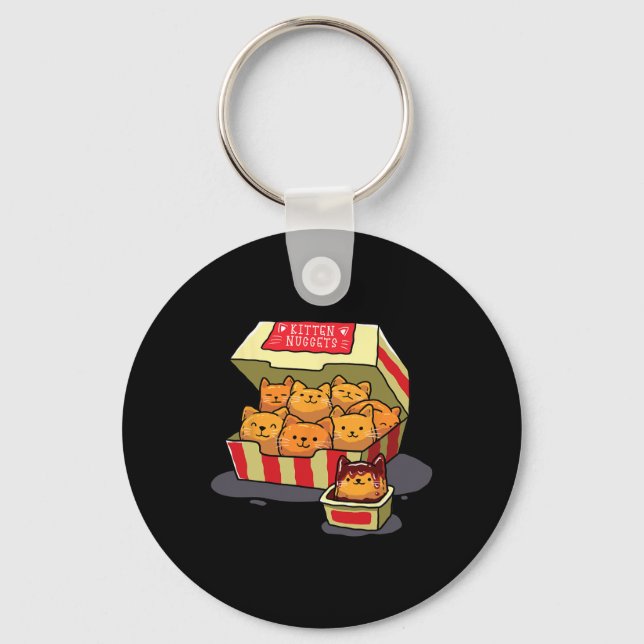 Kitten Nuggets Food Pun Cat Lover Gift Chicken Nug Nyckelring (Framsida)