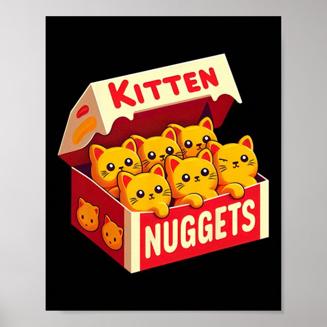 Kitten Nuggets Food Pun Cat Lover Gift Chicken Nug Poster (Framsidan)