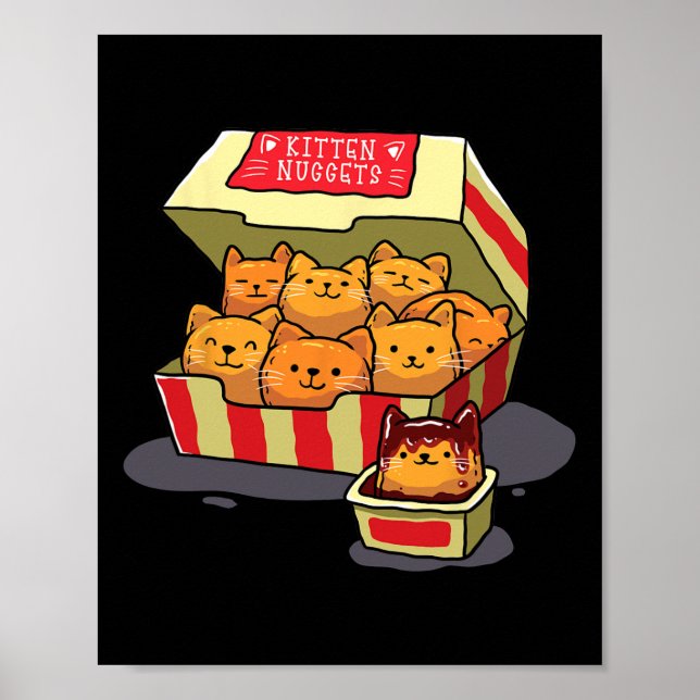 Kitten Nuggets Food Pun Cat Lover Gift Chicken Nug Poster (Framsidan)