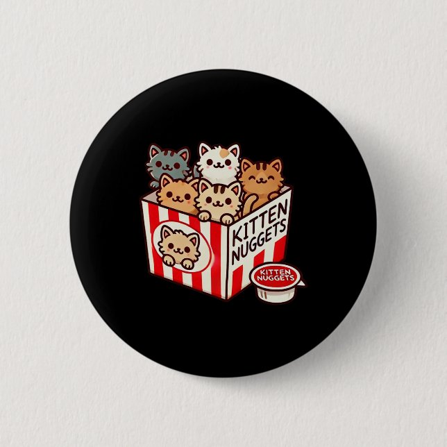 Kitten Nuggets Funny Cute Food Pun Cat Lover Chick Knapp (Framsida)