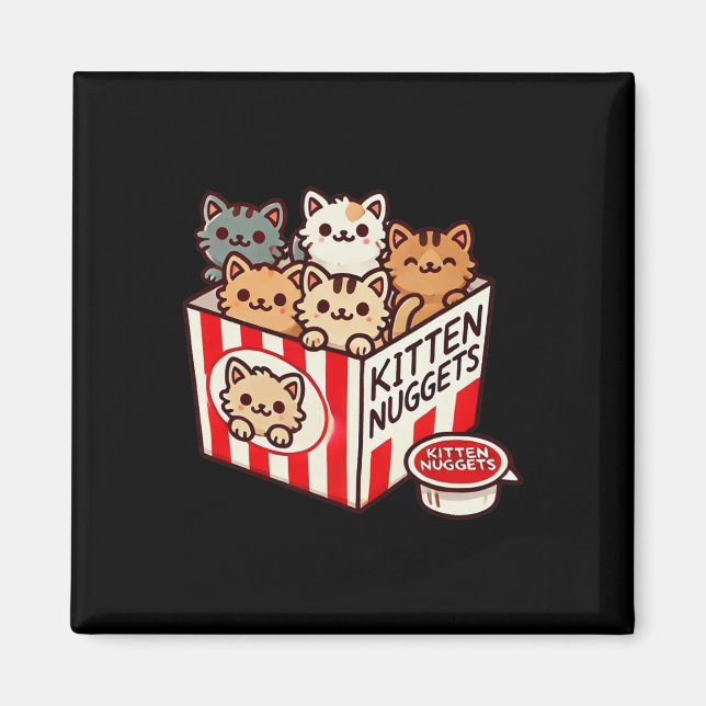 Kitten Nuggets Funny Cute Food Pun Cat Lover Chick Magnet (Framsidan)