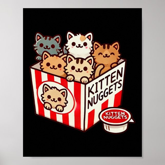 Kitten Nuggets Funny Cute Food Pun Cat Lover Chick Poster (Framsidan)