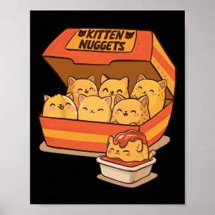 Kitten Nuggets Roligt Cute Food Pun Cat Lover Chic Poster