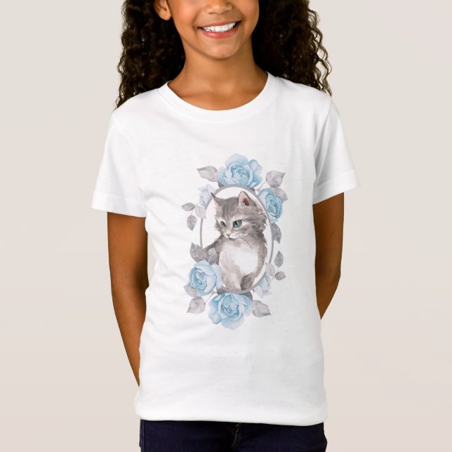 Kitten och blå ro t shirt (Framsida)