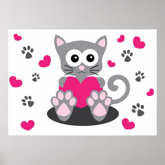 Kitten och Hearts Poster (Framsidan)