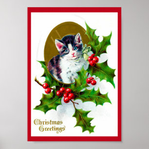 Kitten och jul Holly Poster