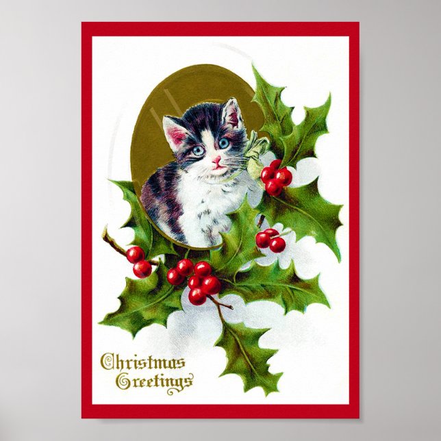 Kitten och jul Holly Poster (Framsidan)