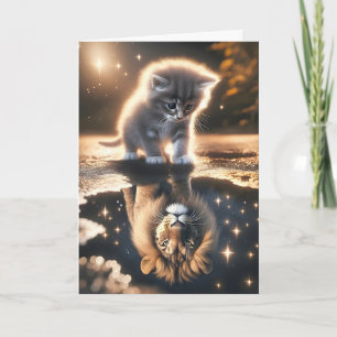 Kitten och Lejona födelsedagen Kort