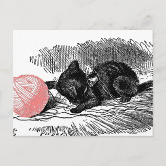Kitten och Rosa Yarn Vykort