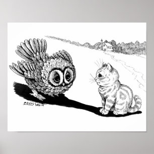 Kitten och Uggla, Louis Wain Poster