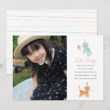 Kitten Party Birthday Photo Inbjudan