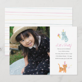 Kitten Party Birthday Photo Inbjudan