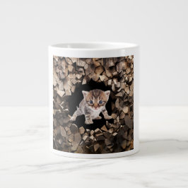 Kitten Peeking through Wall Mugg Jumbo Mugg