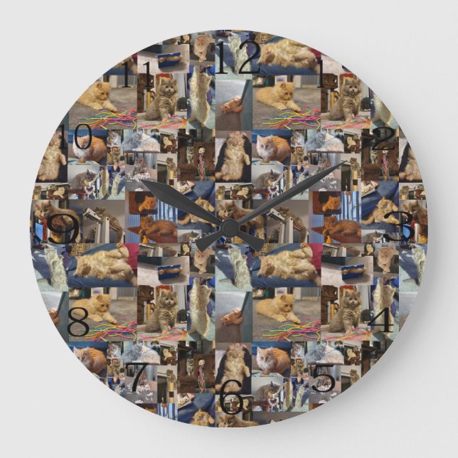 Kitten Photo Collage Stor Klocka (Framsida)
