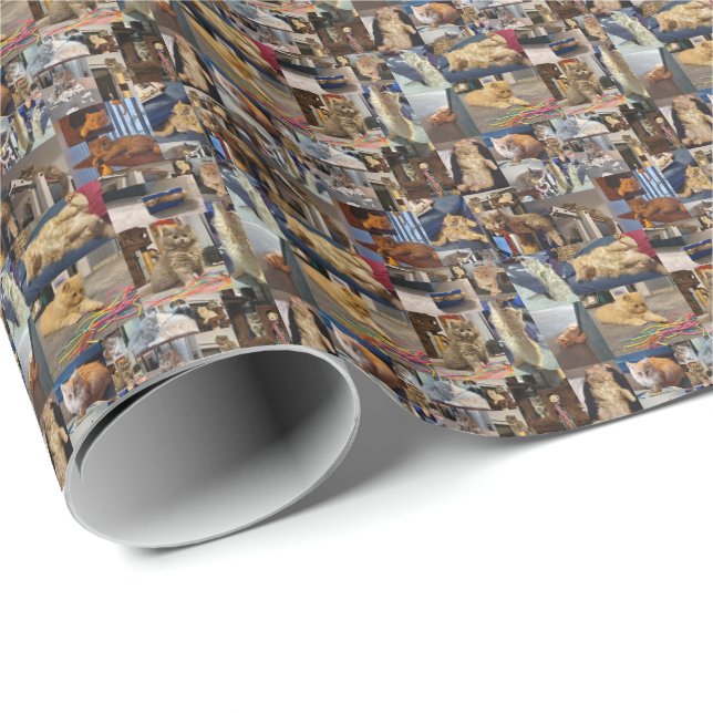 Kitten Photo Collage, Wrapping Papper Presentpapper (Rullad Hörn)