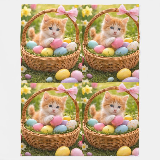 Kitten Photo Easter Eggs Pattern  Fleecefilt (Framsidan)