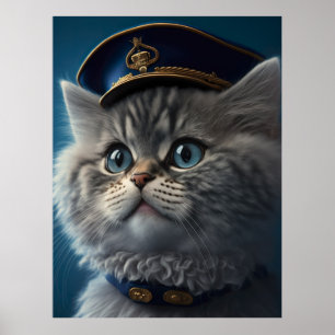 Kitten Pilot kapten Poster