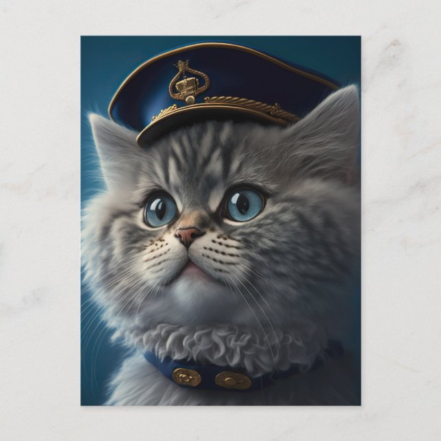 Kitten Pilot kapten Vykort (Framsida)