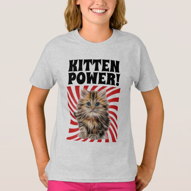 KITTEN POWER, Cat T-shirts, Lårbarn T-Shirts (Framsida)