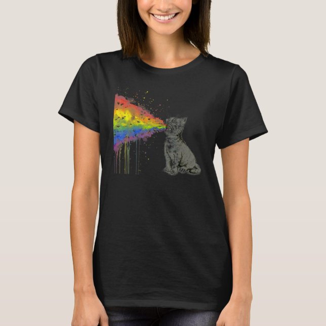 Kitten Puking Rainbows T Shirt (Framsida)